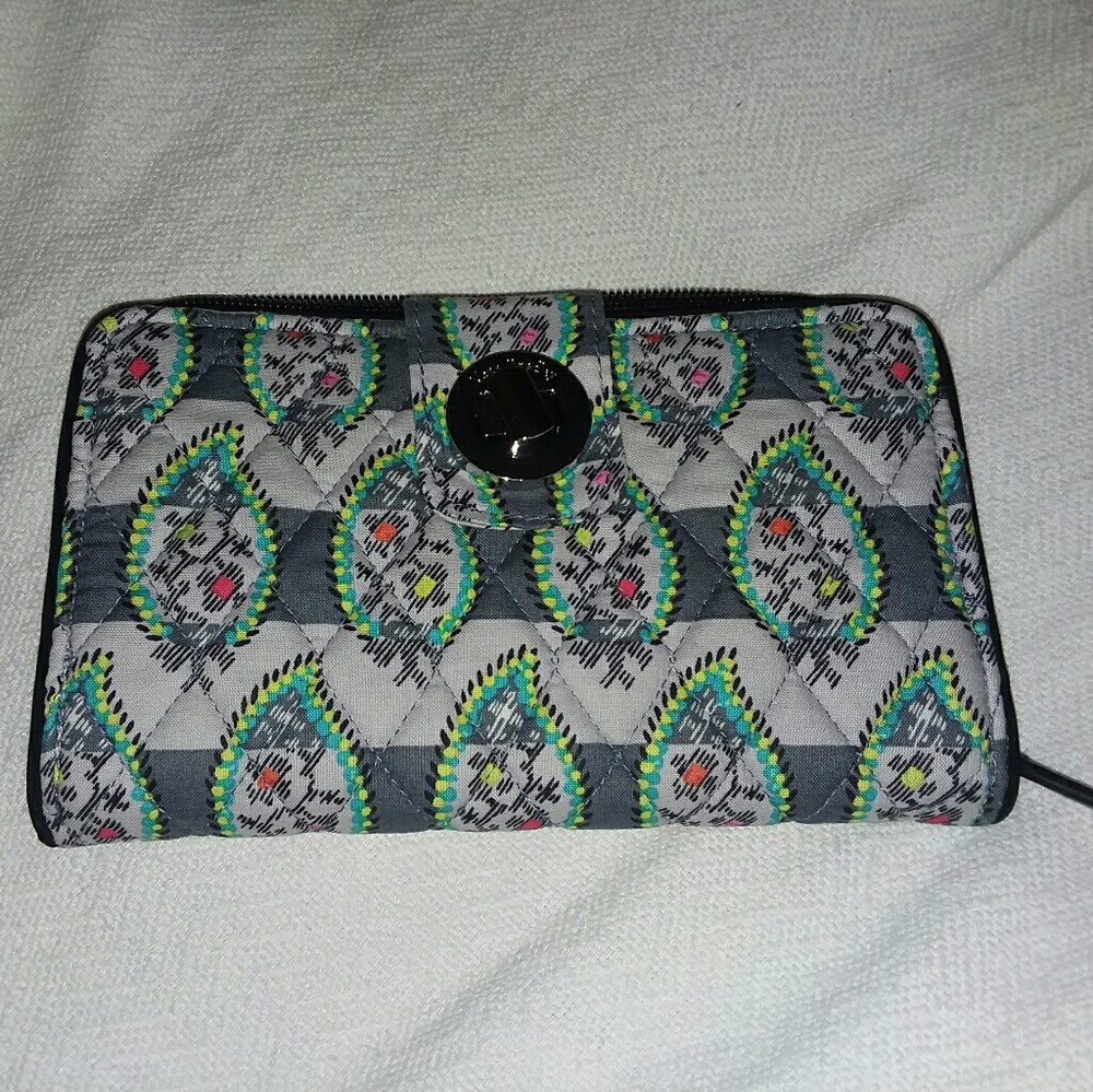 Vera Bradley RFID Turn Lock Wallet Paisley Stripes